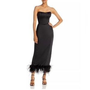 Aqua x Maeve Reilly Bustier Feather Trim Dress